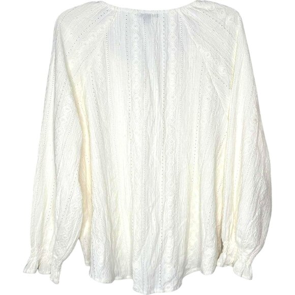 Frye Textured Long Sleeved Peasant Top - Salt Breeze (Cream) - XL - Picture 6 of 12